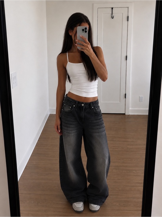 Jaded London Denim - Jaded London Washed Black Colossus Baggy Jeans